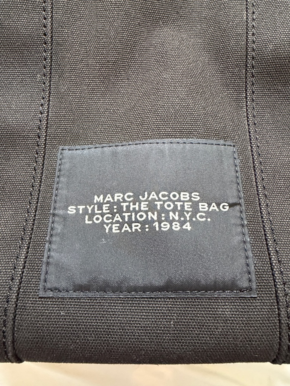 Marc Jacobs Black Canvas Tote Bag with Logo Strap - Picture 8 of 12